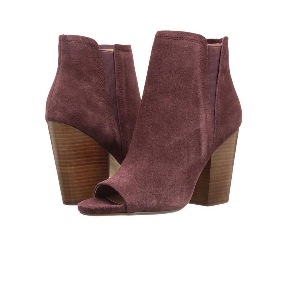 Splendid Kendyll Wine Suede Peep Toe Bootie